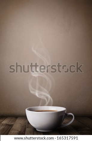 Coffee Cup With Abstract White Steam, Close Up