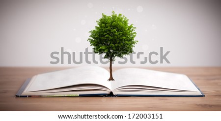 Tree Growing From An Open Book, Alternative Recycling Concept