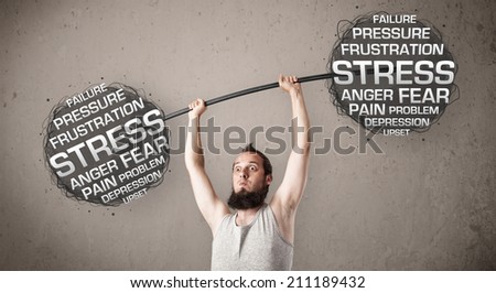 Funny skinny guy defeating stress