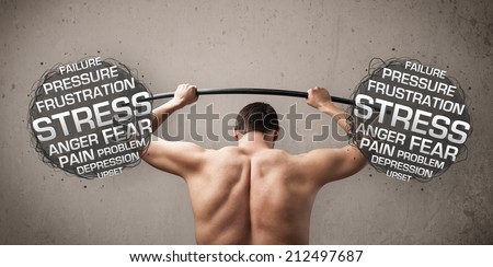 Funny skinny guy defeating stress