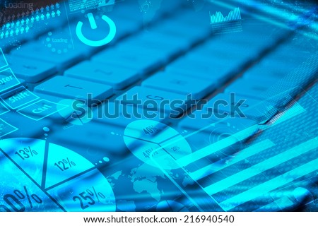 Computer keyboard with glowing charts digital marketing concept Computer keyboard with glowing charts digital marketing concept