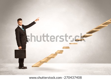Business person stepping up a staircase