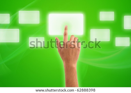 The hand presses digital button