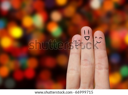 Finger hug with Abstract Lights and painted smiley