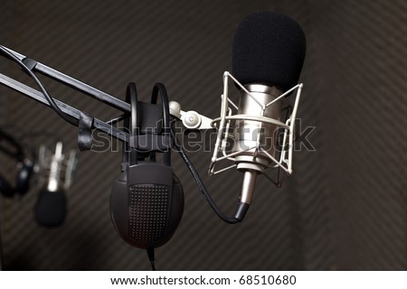 Studio microphone in radio studio