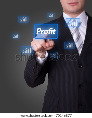 Man hand pressing profit button