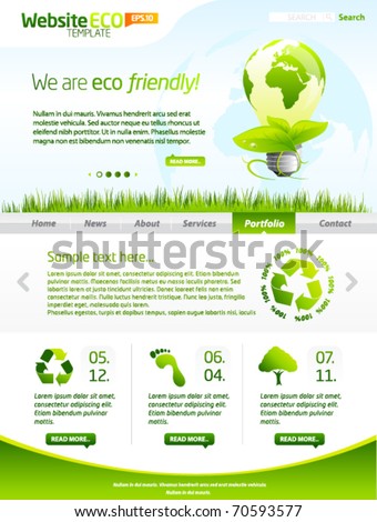 Green eco website template with lightbulb 1