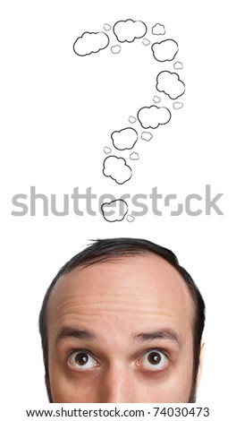 funny question. stock photo : Funny Young guy