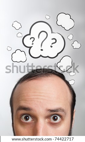 funny question. stock photo : Funny Young guy