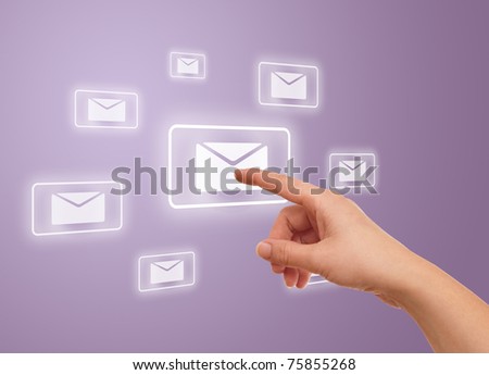 woman hand pressing e-mail icon