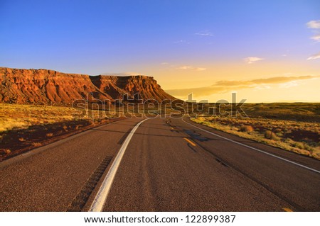 Scenic road through Vermilion cliffs in Arizona