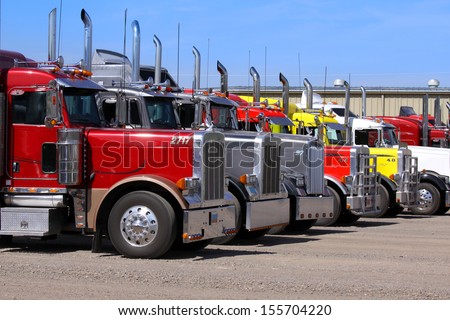 Panguitch,Utah - July 20: Row of Semi trailer trucks July 20, 2009 in Panguitch,Utah, There are about 5.6 million semi trailers registered for use in the U.S. three times the number of semi trucks.