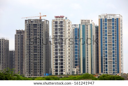HYDERABAD INDIA - August 29 : Lanco Hills is located in the city which is one of the biggest high-rise residential projects in entire South India. On August 29, 2012 Hyderabad, India.