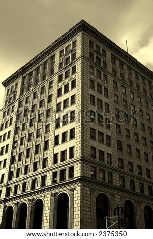 Historic building in sepia color tone