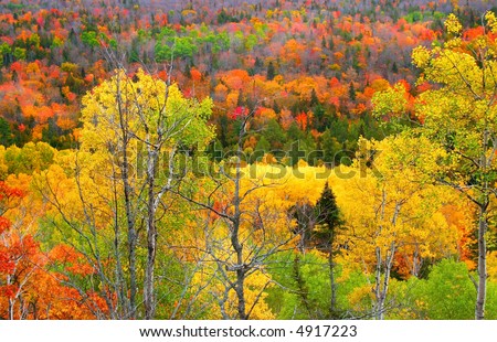 mountains at copper harbor michigan during autumn time