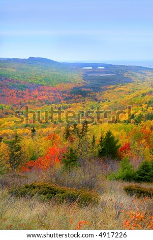 mountains at copper harbor michigan during autumn time