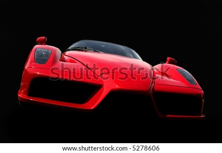 stock photo Red Ferrari car isolated on black background