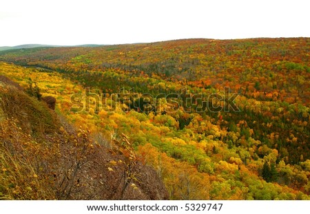 Autumn landscape in Michigan\'s upper peninsula near copper harbor