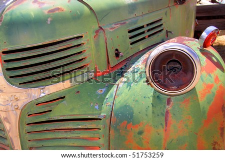 Close up shot of old rustic truck