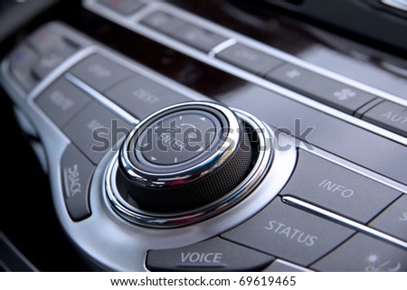 Close up shot of luxury car audio controls