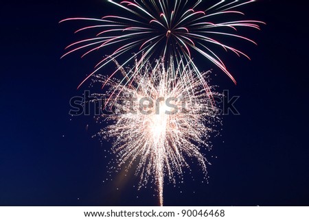 Colorful fire works in the dark sky