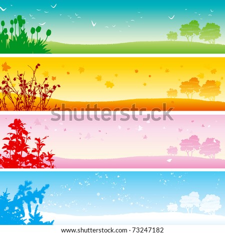 Four seasons. Web banner of four seasons - summer, Autumn, spring and winter Landscape.