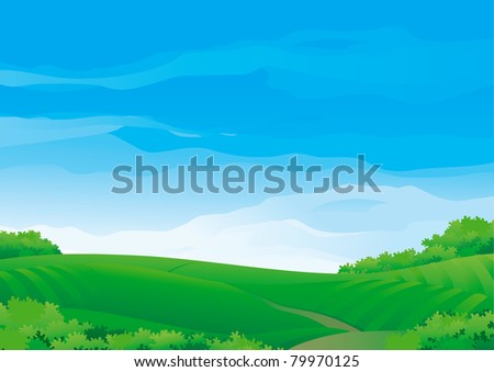 Summer rural landscape	Vector Horizontal Background with Summer meadows During sunny good weather
