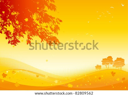Autumn maple leaves. Vector background of  maple leaves at autumn landscape.