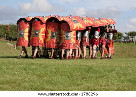 Roman Army go into the shape of a tortoise to protect themselves from the enemy