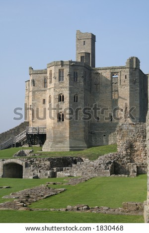 Historic Warkworth Castle in Northumberland England where battles have been fought over this magnificient property