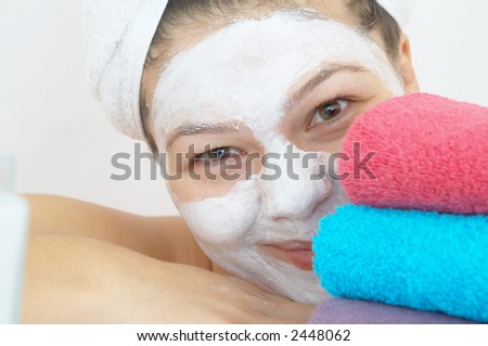happy face care session on a young woman