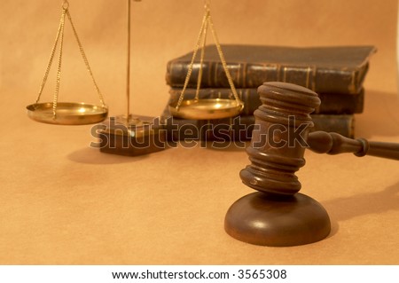 legal concept with gave, books and weight scale