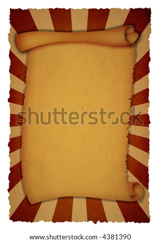 old scroll papyrus for your messages and designs on sunbeam background
