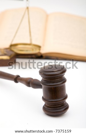 legal concept with a gavel, scales of justice and book