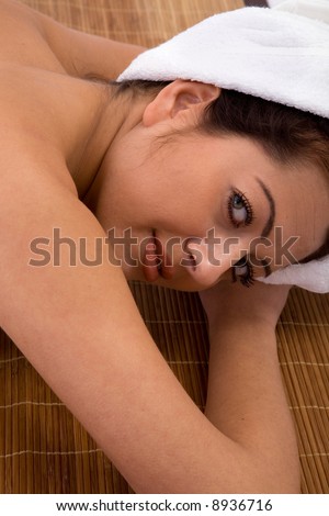 beautiful woman at the spa center ready for a face care