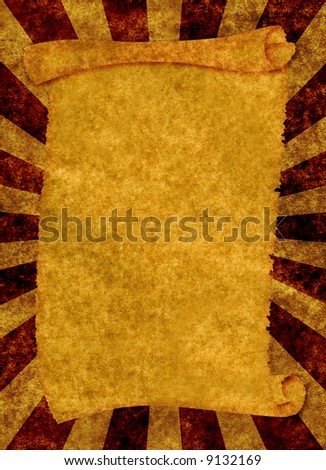 old scroll shaped texture on sunbeam background