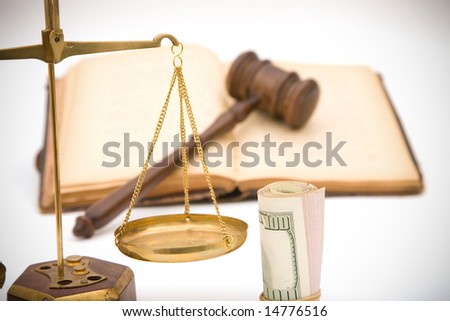 justice concept with gavel, book and scales of justice