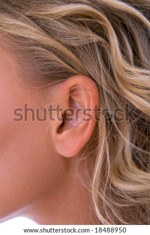 close up of a beautiful woman ear