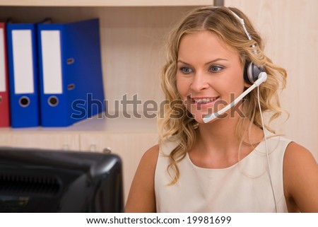 business concept with beautiful customer service representative at the office