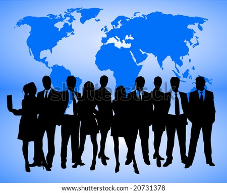global business concept with world map and business people.