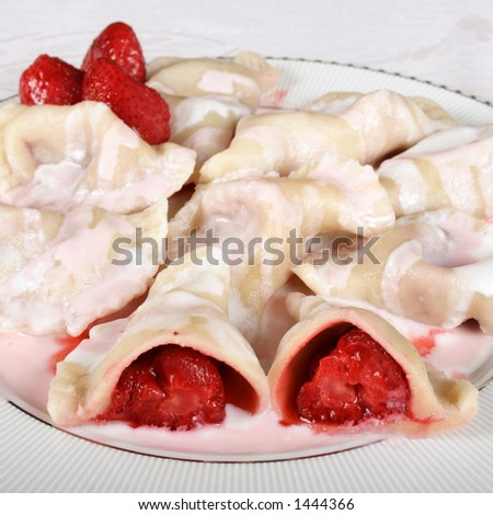Polish food - Pierogi with strawberries