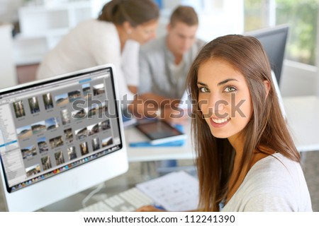 Portrait of beautiful student attending training class Portrait of beautiful student attending training class