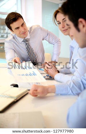 Sales director presenting business plan to team