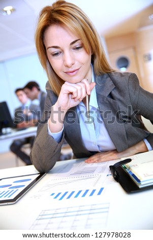 Businesswoman working on sales project