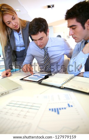 Business team working on sales results