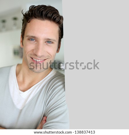 Portrait of handsome man with blue eyes
