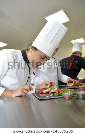 Young people in cooking training class