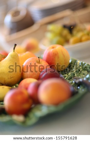 Fruits set on breakfast table