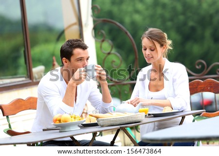 Romantic Breakfast In Hotel Garden