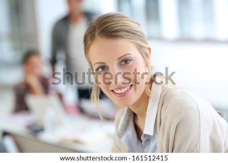 Portrait of beautiful smiling student girl
